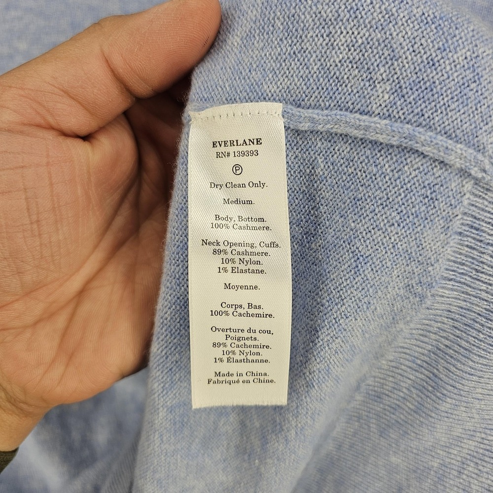 Everlane Sweater Womens Medium Blue Cashmere Crewneck Pullover Long Sleeve Soft - Picture 4 of 8